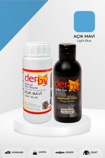 Derby Special Açık Mavi Deri Boyası Ve Cilası 100 ml - 2'li Set / Mont Eşya Ç...