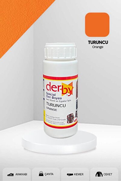 Derby Special Turuncu Deri Boyası 100 ml / Mont Eşya Çanta Kemer Cüzdan Ayakkabı Deri Boyası