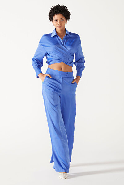 PAULMARK Saten Çizgili Takım Pantolon