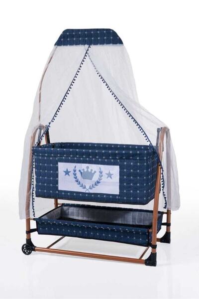 TURHAN BEBE Keten Kumaş Portatif Tekerlekli Anne Yanı Cibinlikli Hamak Sepet ...