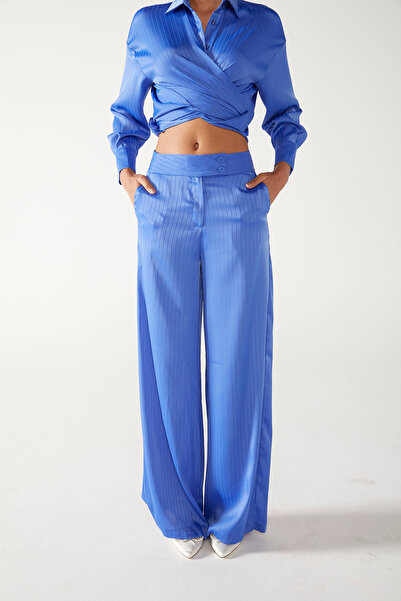 PAULMARK Saten Çizgili Takım Pantolon