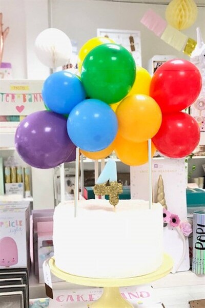 Partifabrik Neşeli Çocuklar Karnaval Renkler Balon Pasta Süsü