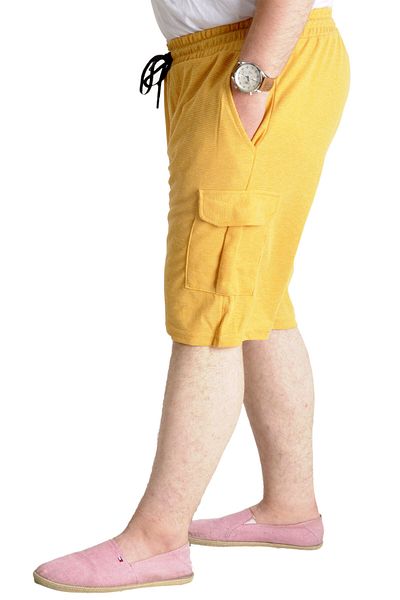 ModeXL Pantaloni scurți pentru bărbați de mărime mare Mode XL Cargo Pocket WAFFLE 23500 Muștar
