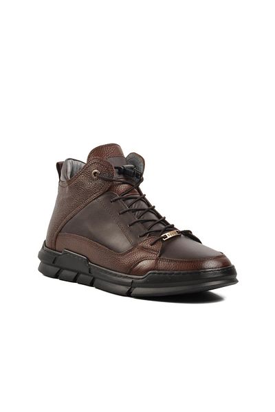AYAKMOD Ανδρικές μπότες από γνήσιο δέρμα 725 Brown Fur Inside
