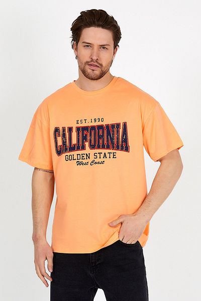 COMBİNE MİCHAİL Tricou supradimensionat unisex cu imprimeu somon