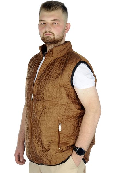 ModeXL Mode Xl Ανδρικό Γιλέκο Μεγάλου Μεγέθους με Καπιτονέ Γιακά 22601 Καφέ
