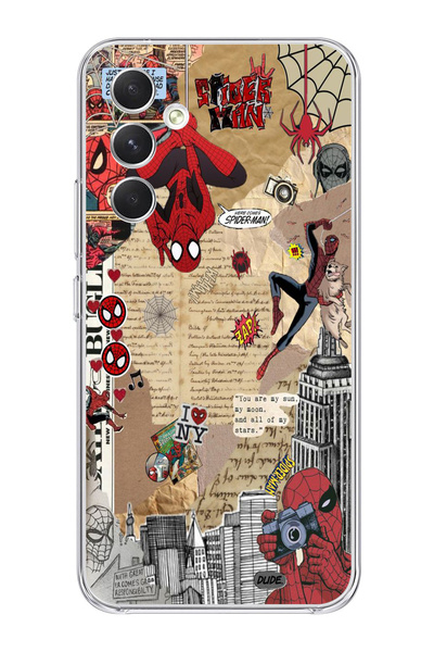 Magic Ring حافظة هاتف شفافة متوافقة مع هاتف سامسونج جالاكسي A34 بنمط سبايدرما...