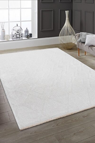 Valery Home Rodney Vl Yıkanabilir Kaydırmaz Çift Taraf Pamuk Dokuma Beyaz Rix...