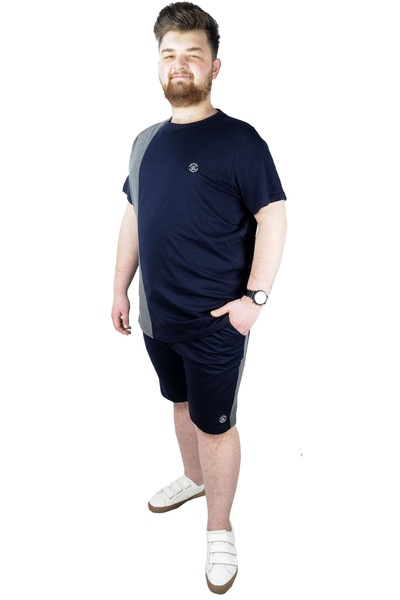 ModeXL Mode Xl Чоловіча футболка з частинами Md08 22134 Синя