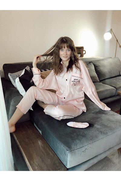 Serbella Set de pijamale pudra pentru femei Good Morning