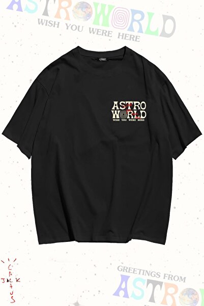 Grove Fashion تي شيرت كبير الحجم للجنسين من ترافيس سكوت روليركوستر ذو وجهين