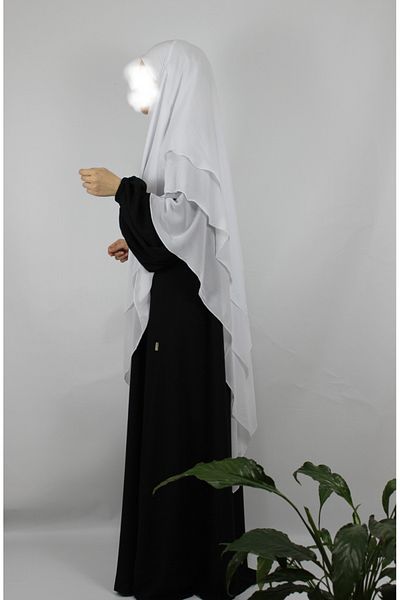 BeSelıum Λευκό έτοιμο σάλι πέπλο 3 στρώσεων Hijab σιφόν τρίγωνο στη μέση