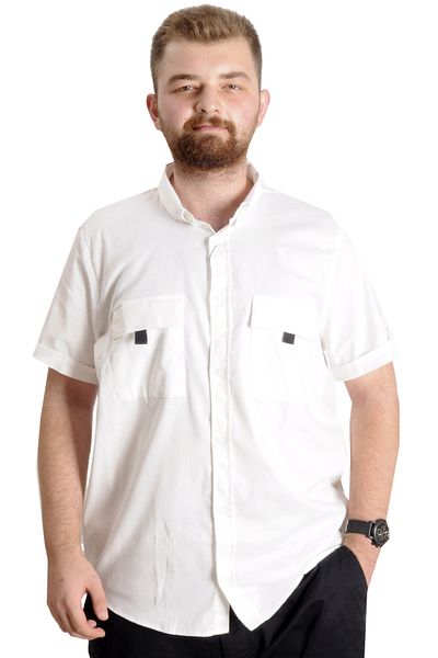 ModeXL Ανδρικό πουκάμισο Mode XL Gabardin Double Pocket 22362 Λευκό