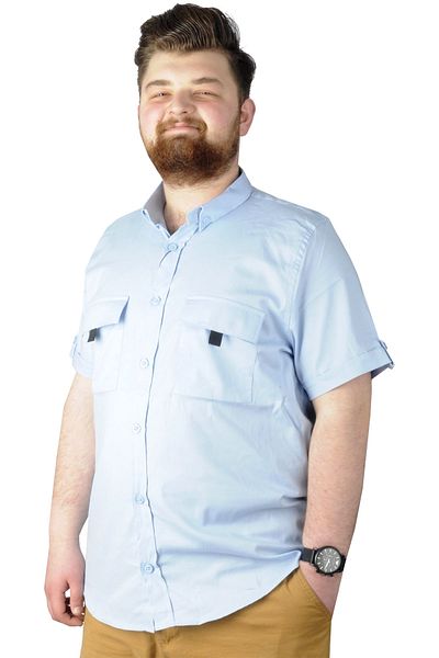 ModeXL Cămașă Mode Xl Plus Size Gabardine Dublu Buzunar 22362 Albastru