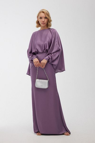 Manuka Βραδινό φόρεμα από Silk Satin Cape Lavender