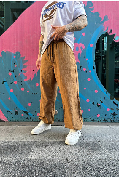 serline Kahve Rengi Paça Ayarlanabilir Baggy Paraşüt Pantolon