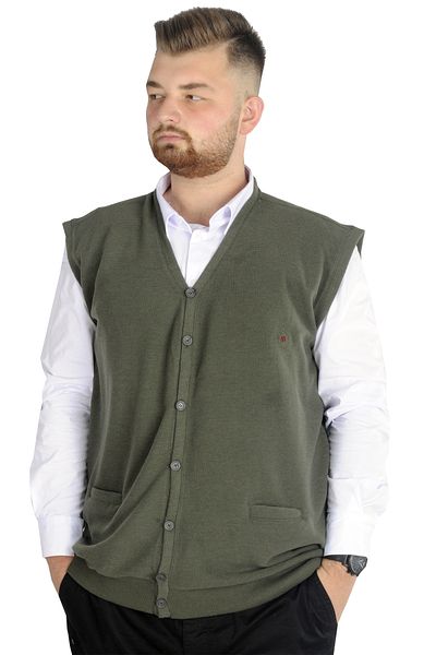 ModeXL Mode Xl Large Size Men's Vest with Puppy Thessaloniki Buttons 20545 Khaki
