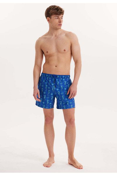 WESTMARK LONDON Blue Seahorse Printed Regular Fit Men's Swim Shorts Wmpattern