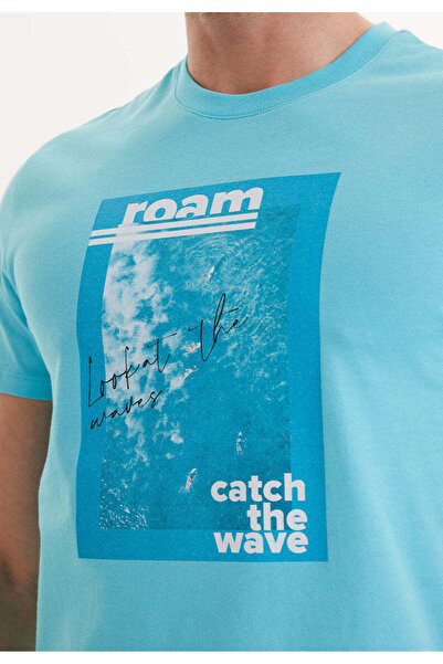 WESTMARK LONDON Ανδρικό μπλουζάκι με μπλε στάμπα με λαιμόκοψη από βαμβακερή κανονική εφαρμογή Wmcollage Roam