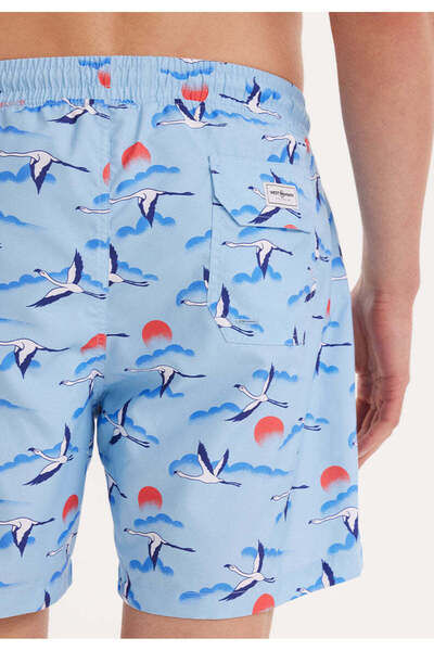 WESTMARK LONDON Açık Mavi Leylek Baskılı Regular Fit Erkek Deniz Şortu Wmpattern