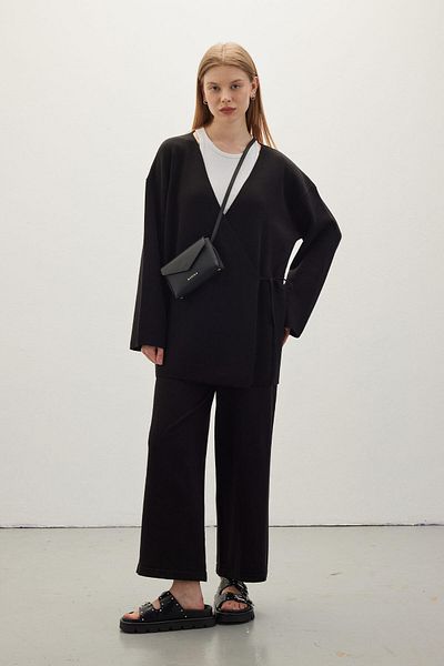 Manuka FEINER STRICKKIMONO SCHWARZ
