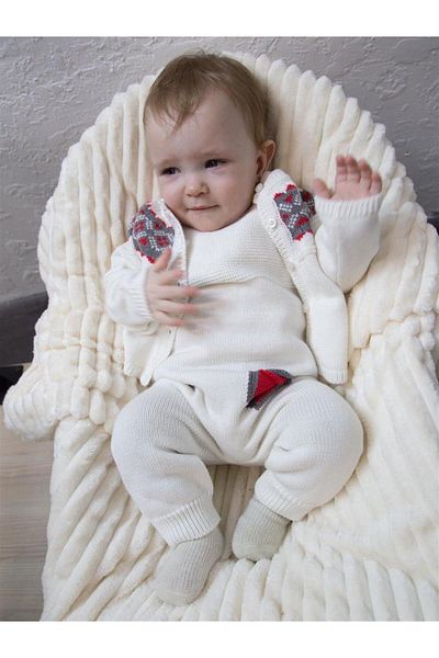 Minora Knitwear Winter Cardigan Overalls Set of 2 Bone