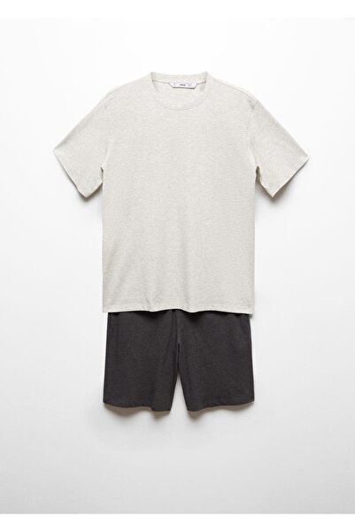 MANGO Man Pamuklu şort pijama takımı