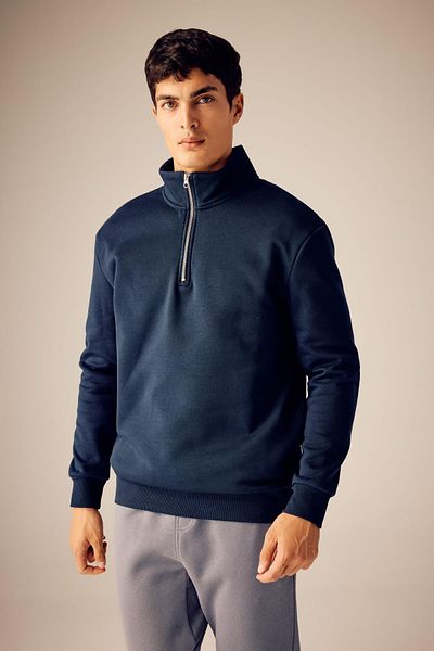 DeFacto Bequemes Sweatshirt mit Reißverschluss und Stehkragen, bequem, normale Passform, X7405az23au