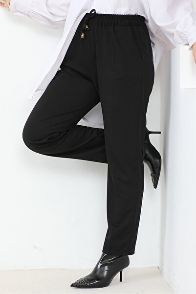 Bestenur Zülal Elastic Waist Pocket Trousers 651 - Black