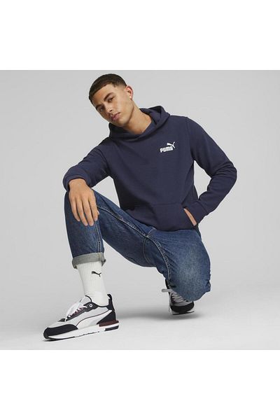 Puma Essentials Elevated - Men's Navy Blue Hooded Sweatshirt