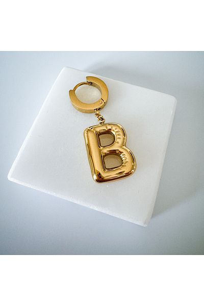 CHARMLUCKY Steel bombed letter B earrings