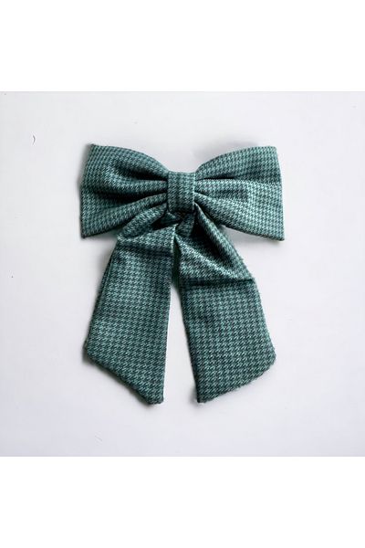 alsaccessories Зелена щипка за коса с карирана шарка и панделка