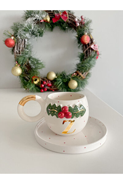 Mugtasarım 24 K Altın Yaldızlı Kokinalı Double Türk Kahvesi Fincanı - Z Harfi -