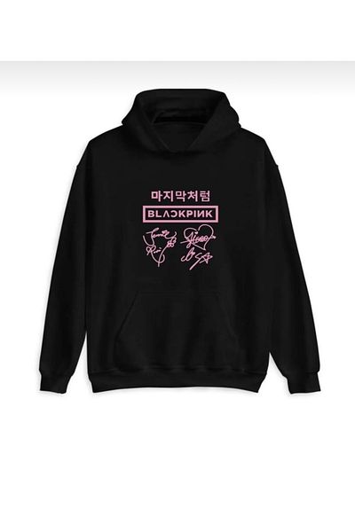 tolstoy УНИСЕКС СУИТШЪРТ С КАЧУЛКА И ЧЕРЕН ПРИНТ BLACKPINK