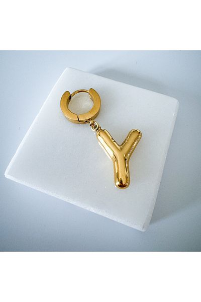 CHARMLUCKY Steel bombed letter Y earrings