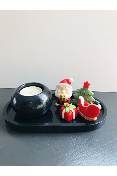 epoxiawood Yılbaşı temalı dekorarif tabak ve mumluk