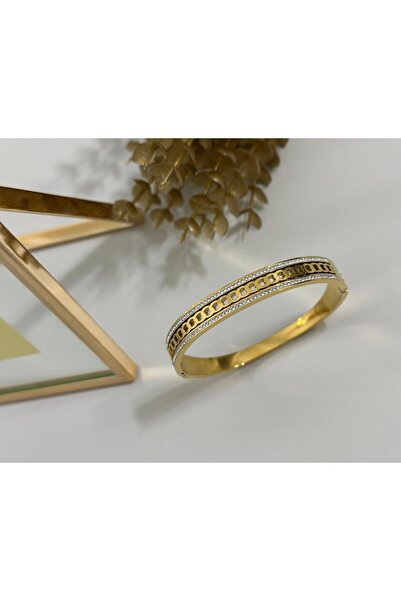 ÇELİK GOLD TAŞLI KELEPÇE BİLEKLİK