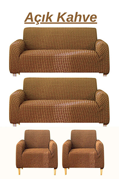 Genel Markalar 3+3+1+1 Bürümcük Koltuk takımı Örtüsü. Boydan Eteksiz Streç Es...