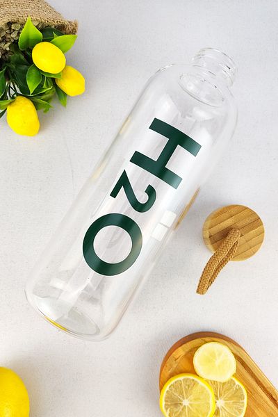 Digithome H2o Glass Flask with Bamboo Lid 1000 ml - H2o75372 C1-1-18