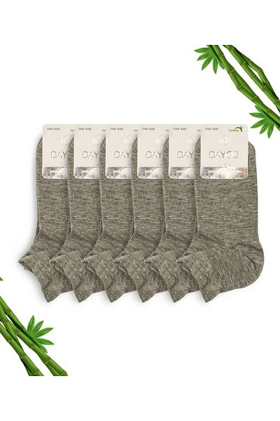 DAYCO Σετ 6 47-50 ανδρικά μποτάκια χωρίς ραφές Bamboo γκρι κάλτσες μελανζέ