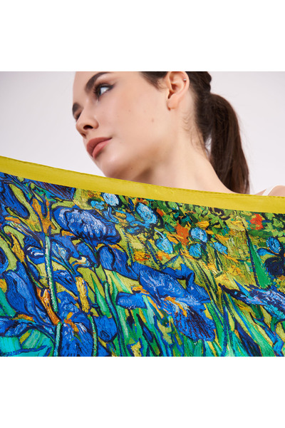 Nomads Felt Pure Silk Scarf| 55x180 cm| Green Patterned| Nomads Felt