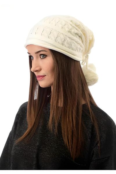 Groppa Women's Patterned Winter Knitwear Knitted Pompom Beret