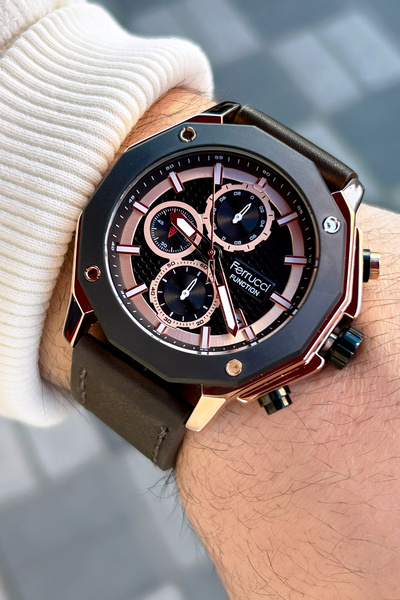 Ferrucci Function 3 Atm Su Geçirmezlik Deri Kordon Erkek Kol Saati