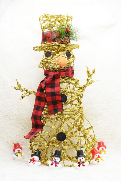 Waldern Gold Wire 3d Snowman Ornament Christmas Ornament 54cm
