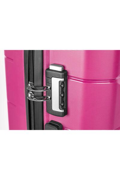 NPO Diamond Pp(POLİPROPİLEN) Kabin, Orta Ve Büyük Boy 3'lü Kırılmaz Valiz Seti-fuşya