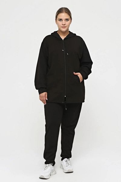 Usaspor Σετ Plus Size Ελαστική μέση Comfort Μοντέλο με κουκούλα με φερμουάρ και αθλητικό σετ φόρμας