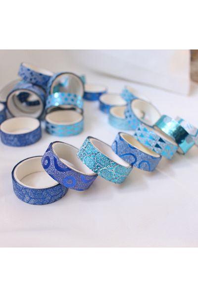 TRENDİN YOLU 6pcs blue mixed pattern tape washi tape