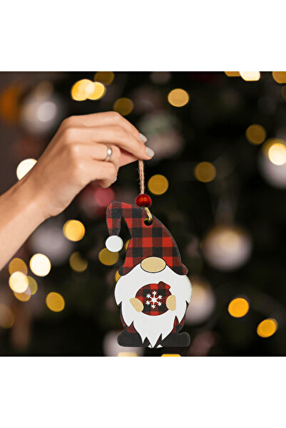 kidspartim Yılbaşı Ahşap Çam Ağacı Süsü Cüce Yılbaşı Toplu Modeli 3 lü