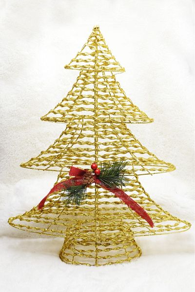 Waldern Gold Decorative Wire 3d Pine Tree Ornament Xl Christmas Ornament 60cm
