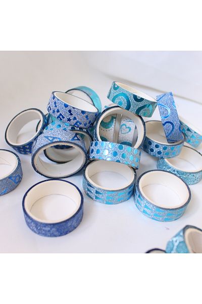 TRENDİN YOLU 6pcs blue mixed pattern tape washi tape